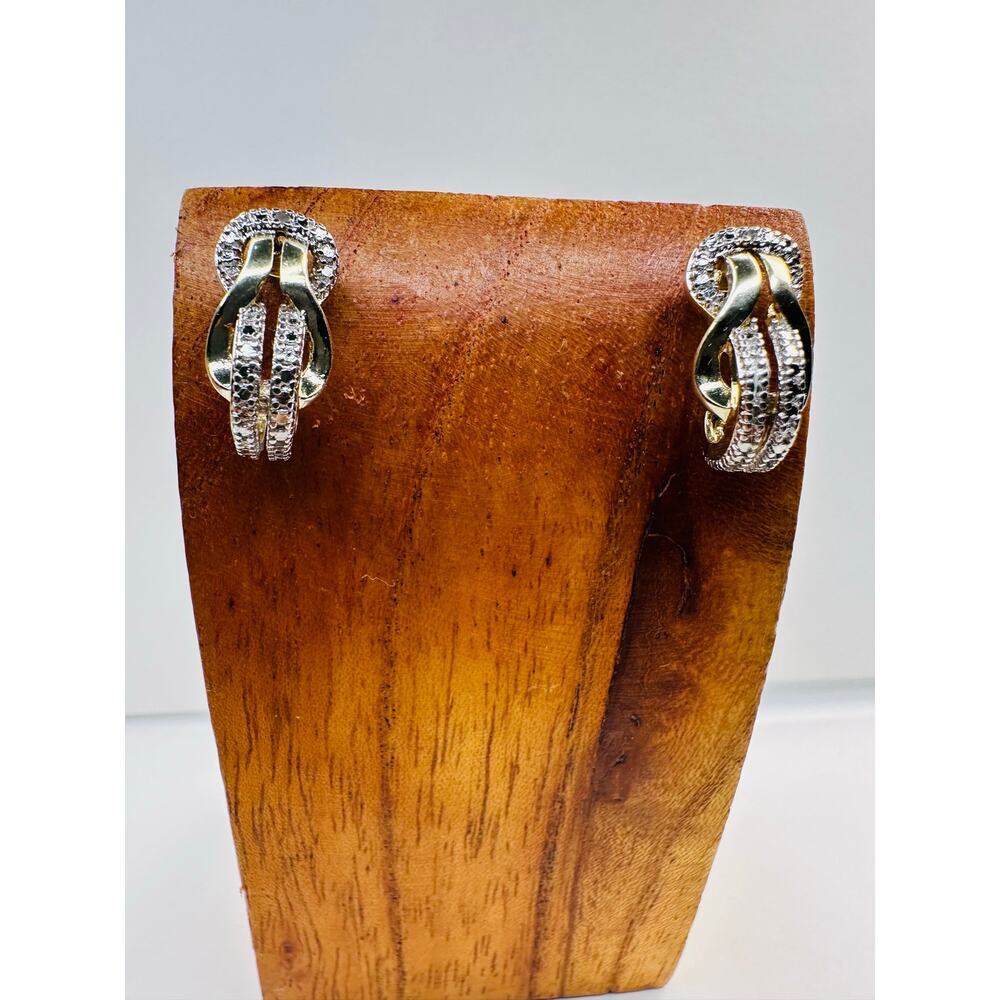 Sterling Silver and Rhinestone Knot Earrings with Goldtone Finish